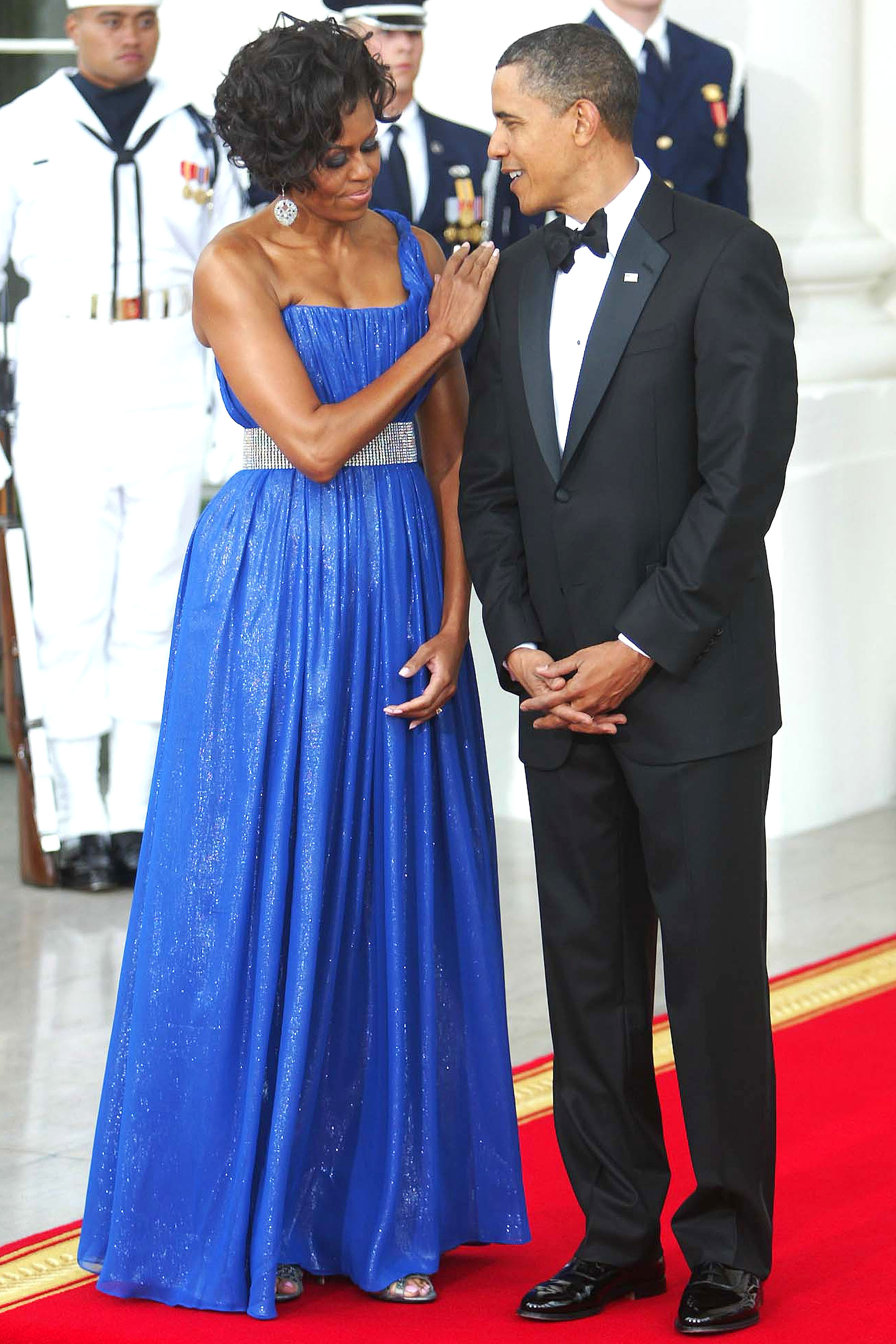 President Barack Obama and First Lady Michelle Obama US President Barack Obama and First Lady Michelle Obama welcome Mexican President Felipe Calderon and his wife Margarita Zavala at the North Portico of The White House for the State Dinner Washington Where: DC, United States When: 19 May 2010 Credit: WENN