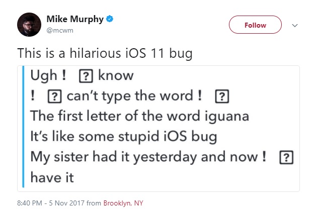 iOS 11 Keyboard Glitch