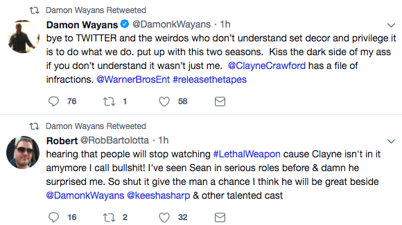 Damon Wayans Lethal Weapon Tweets