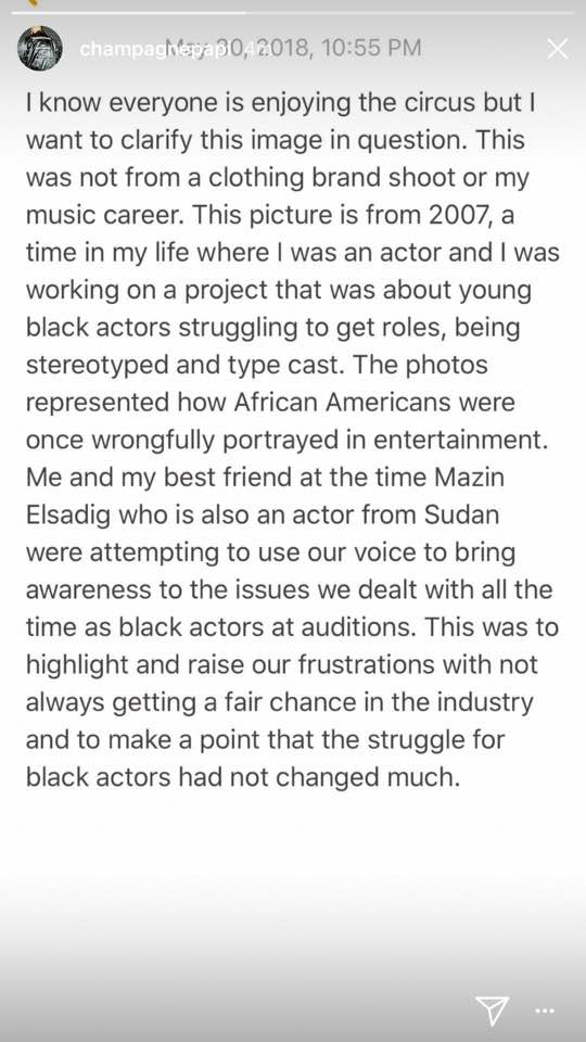 Drake IG Story Pusha T Blackface Response