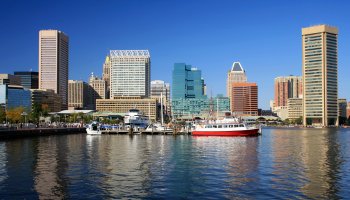 Inner Harbor and Baltimore skyline, Maryland, USA