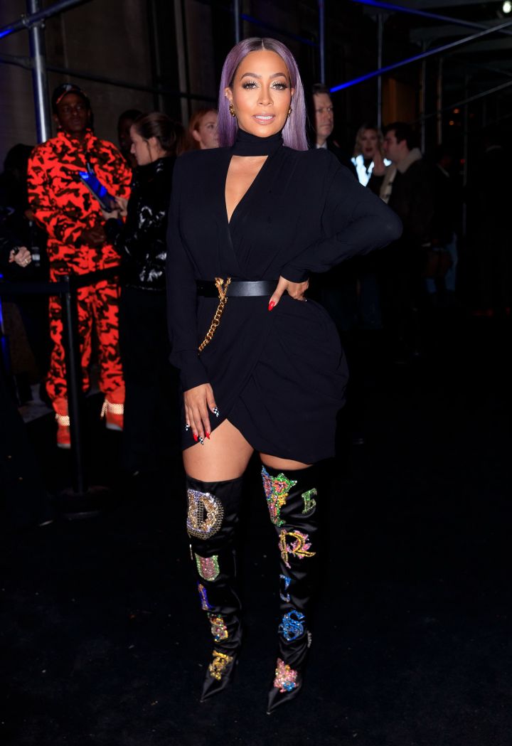 Lala Anthony pushed through with purple hair.