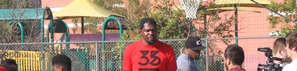 Kevin Durant coaches at a Nike youth basketball camp