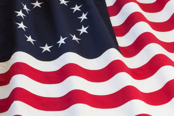 Close-Up Of Betsy Rose Flag Waving