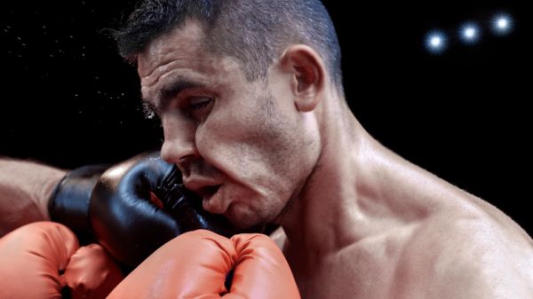 Boxer getting hit on face