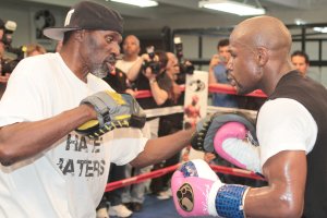 FLOYD "MONEY" MAYWEATHER JR at his media day open workout
