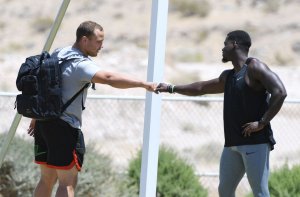 Las Vegas Raiders Hold Practice In Park