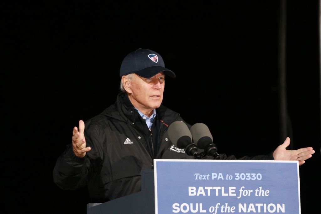 Joe Biden at the election campaign drive thru rally at the Jewish Society Museum, Philadelphia, Pennsylvania
