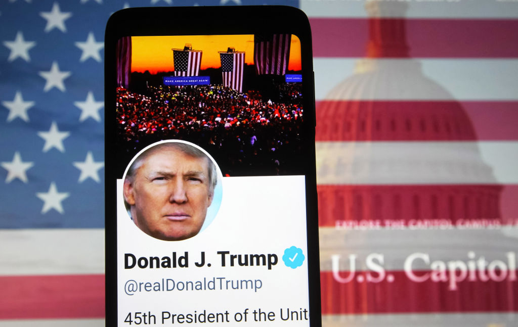 In this photo illustration, U.S. President Donald Trump...