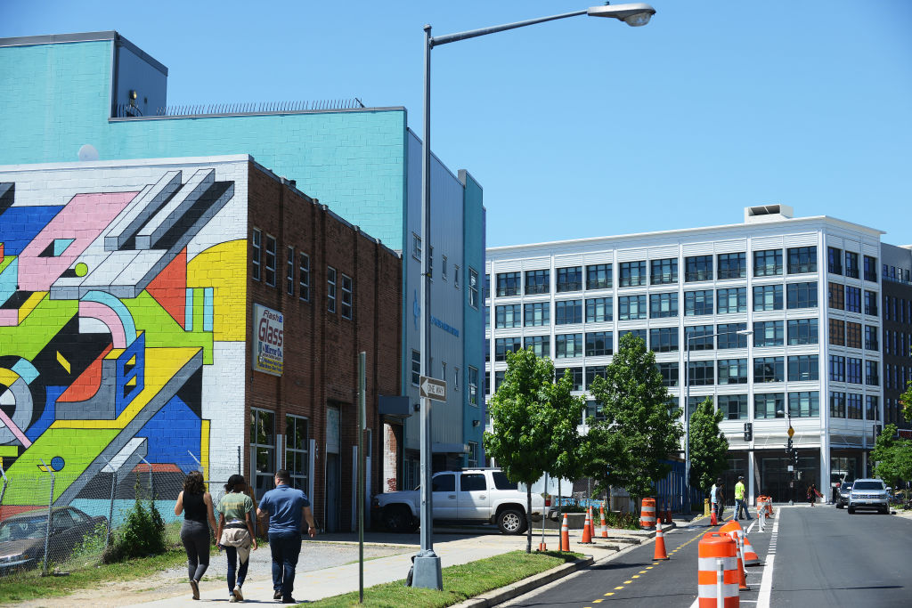 WASHINGTON, DC - JUNE 14: Recently built apartment buildings an