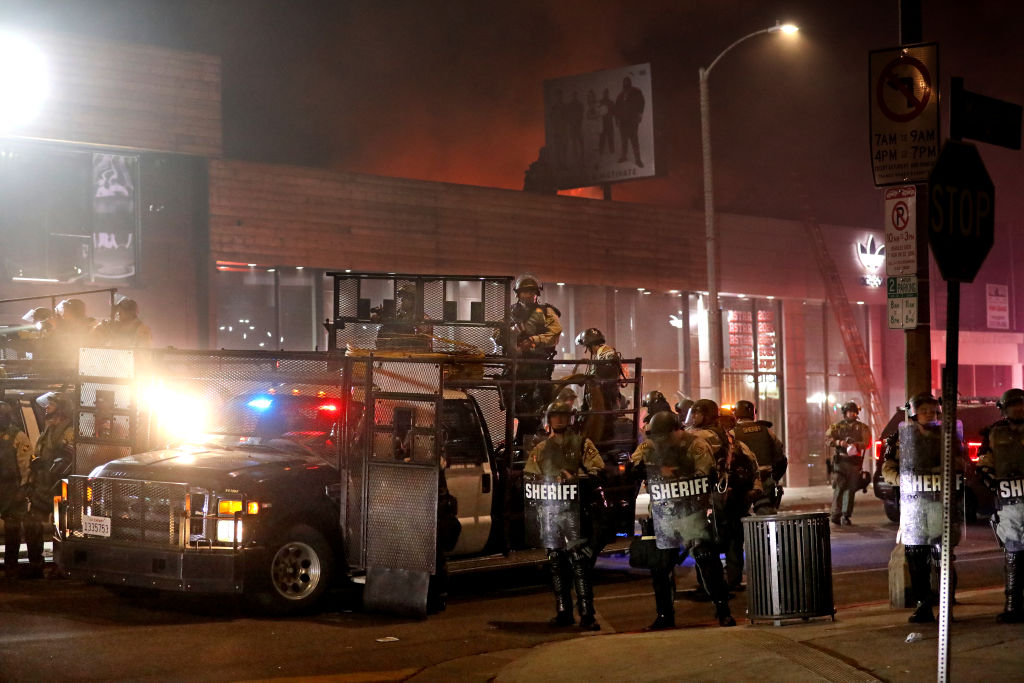 Several businesses on Melrose Avenue, a trendy row of design and clothing stores, were looted.