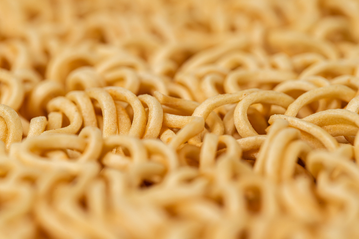 Instant noodles on white background