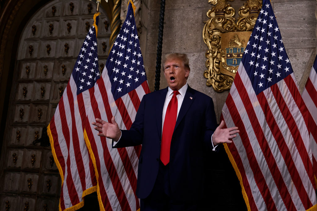 Former President Donald Trump Speaks At Mar-a-Lago In Florida
