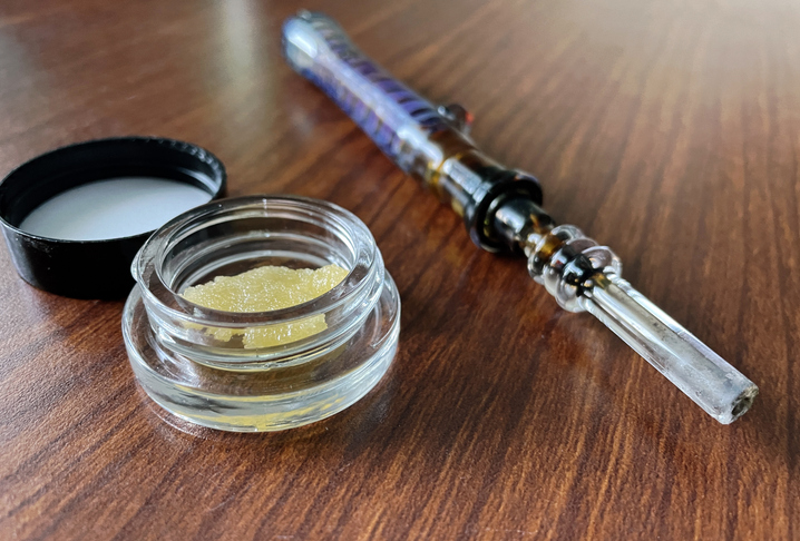 Cannabis concentrates or dabs with glass dab rig