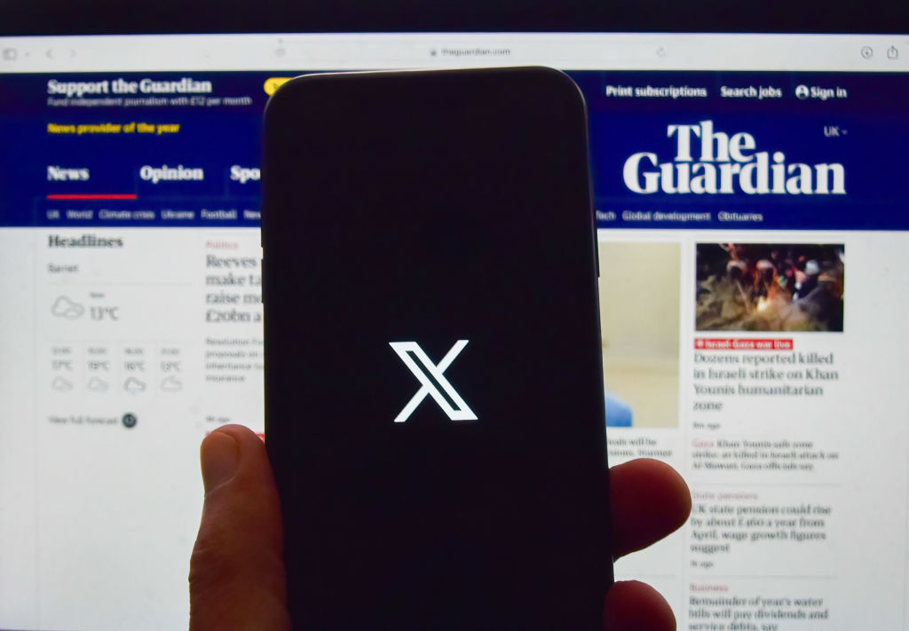 In this photo illustration, an X, formerly Twitter logo seen...