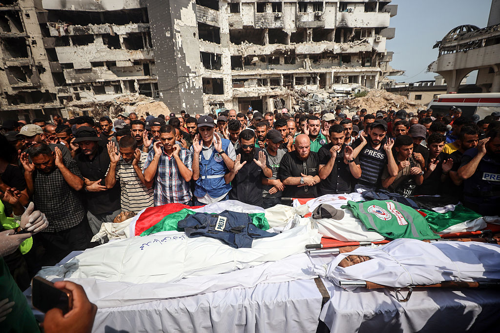 Mourners Gather for Funeral of Palestinians Killed in Israeli Strike in Gaza City